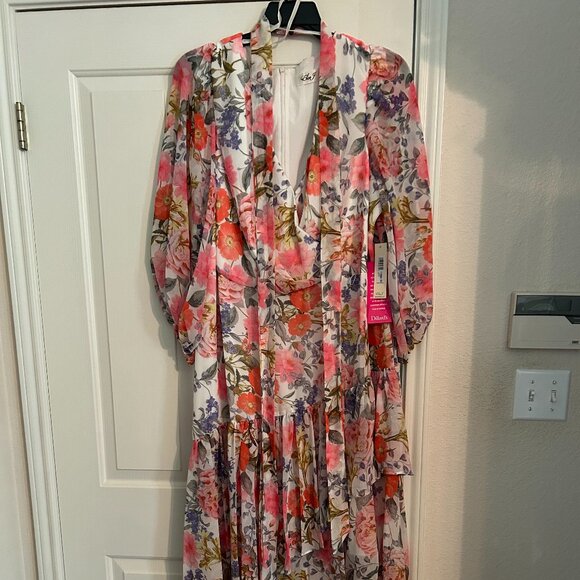 Plus Sized Eliza J. Floral Chiffon High-Low Dress – Size 22W – NWT - Picture 3 of 7